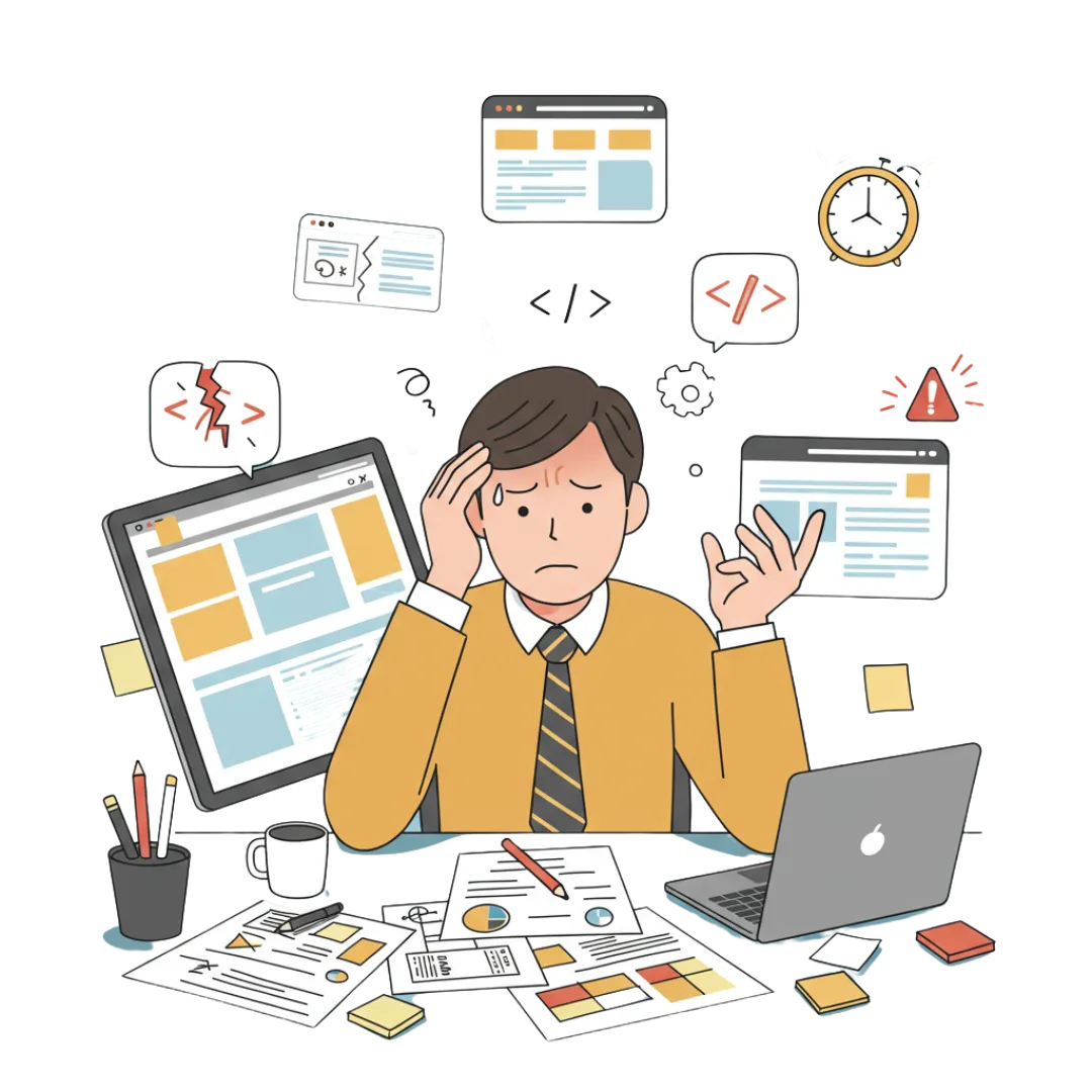 ECサイト制作の課題を抱える事業者のイメージ