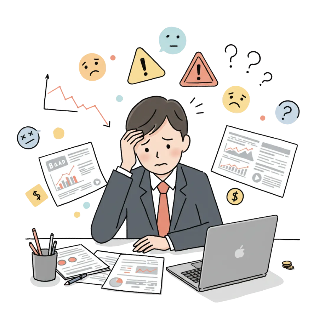 広告運用の課題を抱える事業者のイメージ